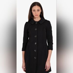 PINK TARTAN Chic Black Button-Up Coat